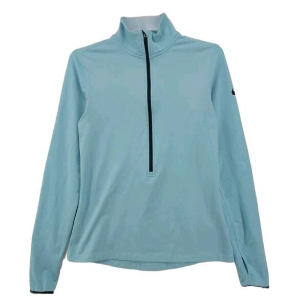 NIKE Pro DRI Fit Athletic Blue Teal Active Sweatshirt  1/2 Zip Pullover Size XL - Picture 1 of 3